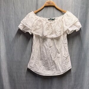 Lauren Ralph Lauren White Ruffled Blouse size XS